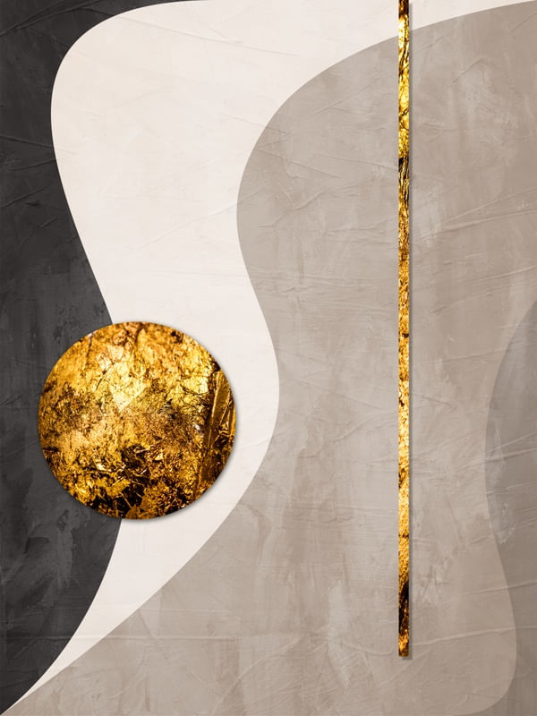 ARTE MODERNA COM DETALHES EM DOURADO - ABSTRATO GEOMÉTRICO GOLD - 13A