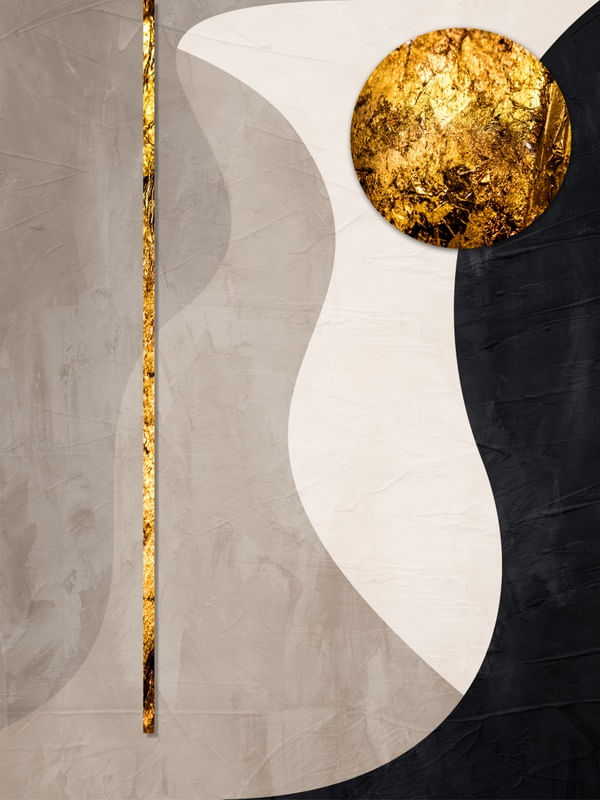 ARTE MODERNA COM DETALHES EM DOURADO - ABSTRATO GEOMÉTRICO GOLD - 13B
