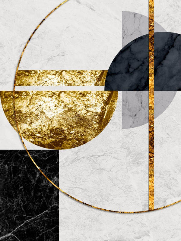 ARTE MODERNA COM DETALHES EM DOURADO - ABSTRATO GEOMÉTRICO GOLD - 23A