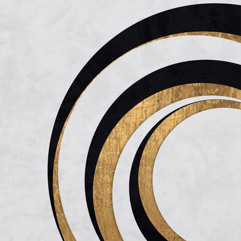 ARTE MODERNA COM DETALHES EM DOURADO QUADRADO - ABSTRATO GEOMÉTRICO GOLD - 24A