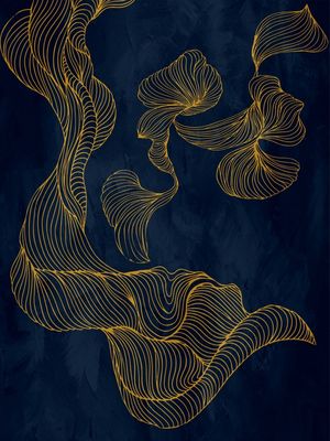ARTE ABSTRATA DE LINHAS AMARELO AZUL - LINE DRAWING - 18A3