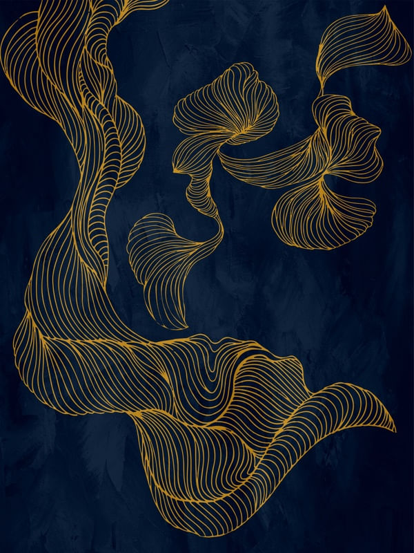 ARTE ABSTRATA DE LINHAS AMARELO AZUL - LINE DRAWING - 18A3