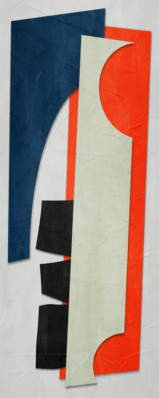 ARTE CONTEMPORANEA COLORIDA AZUL LARANJA PRETO PANORAMICO - ABSTRATO GEOMETRICO -122A-PV