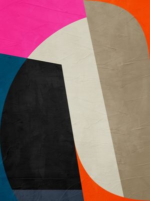 ARTE CONTEMPORANEA COLORIDA ROSA LARANJA BEGE MARROM - ABSTRATO GEOMETRICO - 704A