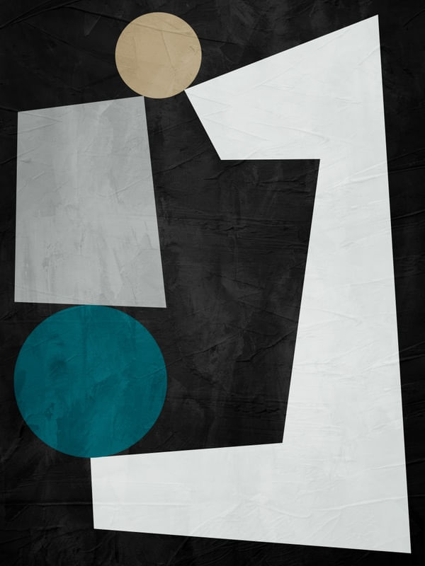 ARTE CONTEMPORANEA COLORIDA AZUL BEGE CINZA PRETO - ABSTRATO GEOMETRICO - 121A2