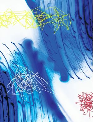 RABISCOS SOBRE LINHAS AZUIS ABSTRATO