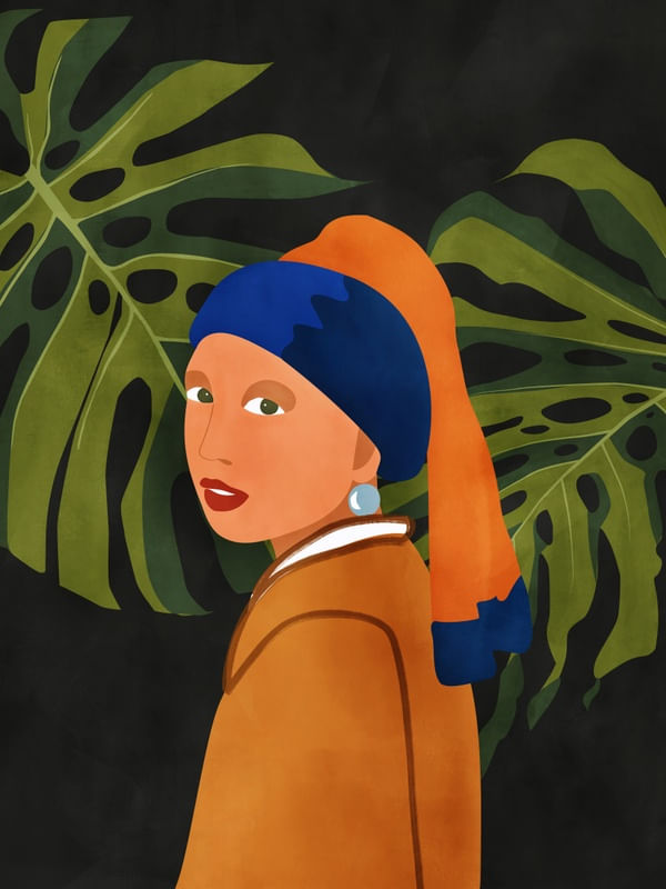 GIRL WITH GREEN LEAVES BY TAS