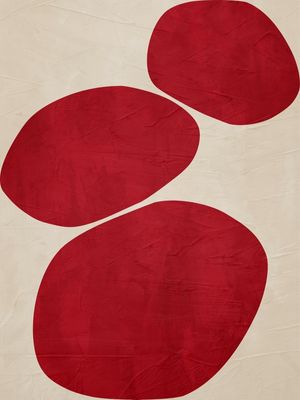 ARTE CONTEMPORANEA COLORIDA VERMELHO BEGE - ABSTRATO ORGÂNICO - 314A