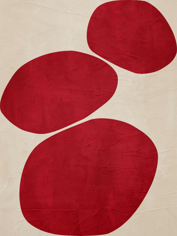 ARTE CONTEMPORANEA COLORIDA VERMELHO BEGE - ABSTRATO ORGÂNICO - 314A