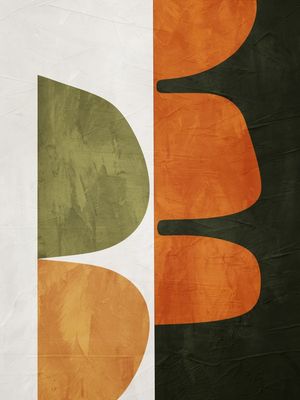 ARTE CONTEMPORANEA COLORIDA PRETO MARROM VERDE - ABSTRATO ORGÂNICO - 305C