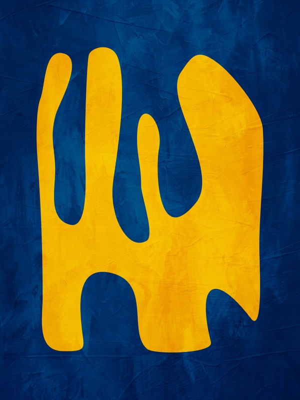 ARTE CONTEMPORANEA COLORIDA AZUL AMARELO - ABSTRATO ORGÂNICO - 302B5