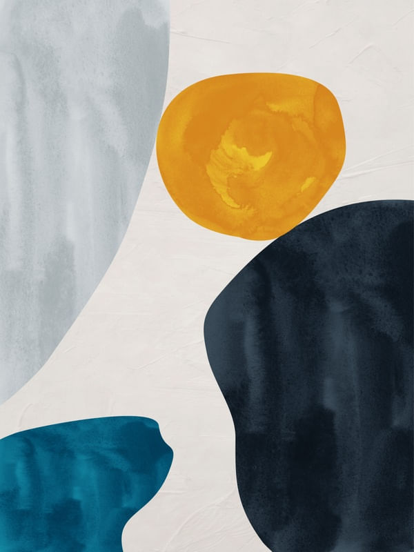 ARTE CONTEMPORANEA COLORIDA PRETO AZUL AMARELO - ABSTRATO ORGÂNICO - 311B