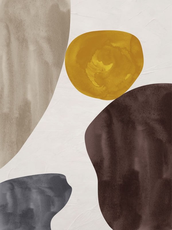 ARTE CONTEMPORANEA COLORIDA PRETO MARROM AMARELO BEGE - ABSTRATO ORGÂNICO - 311B2
