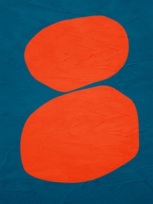 ARTE CONTEMPORANEA COLORIDA AZUL LARANJA - ABSTRATO ORGÂNICO - 300A2