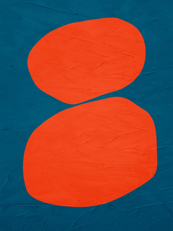 ARTE CONTEMPORANEA COLORIDA AZUL LARANJA - ABSTRATO ORGÂNICO - 300A2