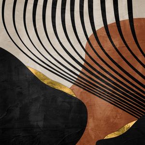 ARTE CONTEMPORANEA COLORIDA QUADRADO MARROM DOURADO - ABSTRATO ORGÂNICO GOLD - 321A - Q