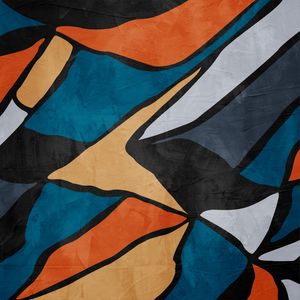 ARTE CONTEMPORANEA COLORIDA QUADRADO AZUL LARANJA - ABSTRATO ORGÂNICO - 317A - Q