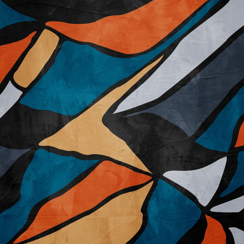 ARTE CONTEMPORANEA COLORIDA QUADRADO AZUL LARANJA - ABSTRATO ORGÂNICO - 317A - Q