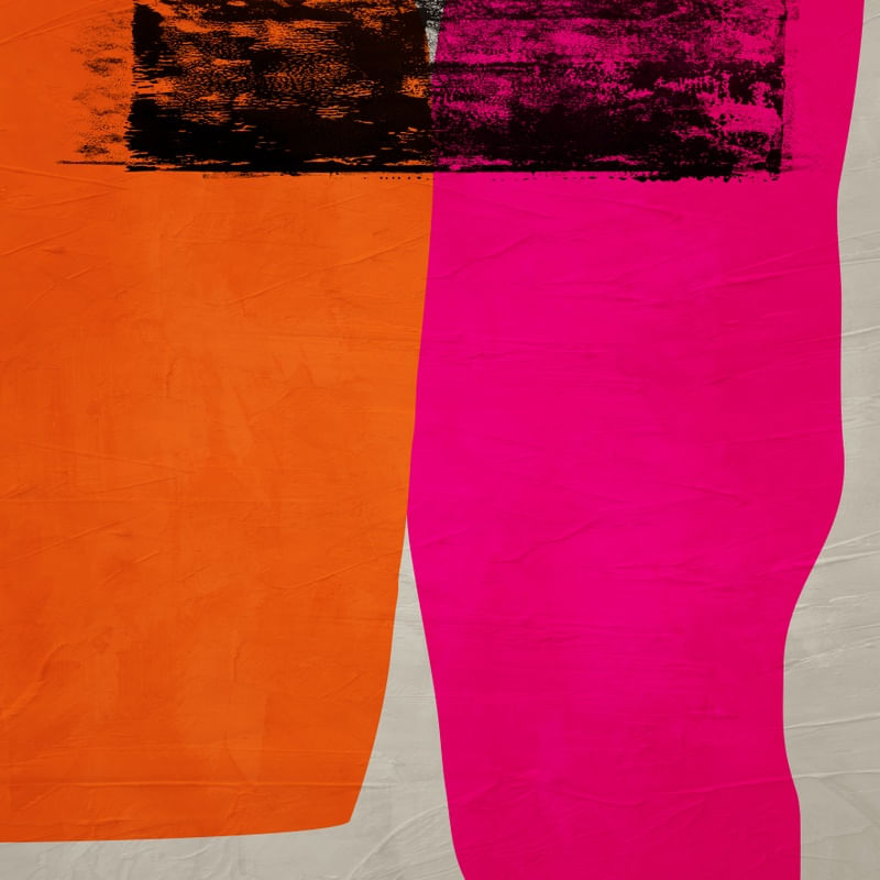 ARTE CONTEMPORANEA COLORIDA QUADRADO PINK LARANJA - ABSTRATO ORGÂNICO - 316A - Q