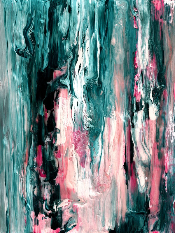 DOWNFALL 1 VERDE ROSA - ORGANICO ABSTRATO COLORIDO PINTURA