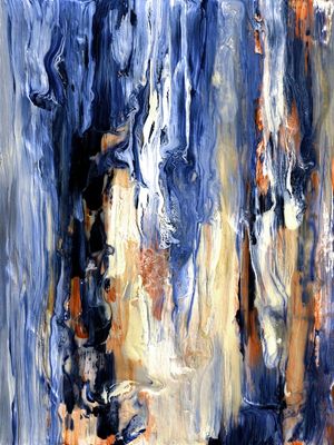 DOWNFALL 2 INDIGO AZUL LARANJA - ORGANICO ABSTRATO COLORIDO PINTURA