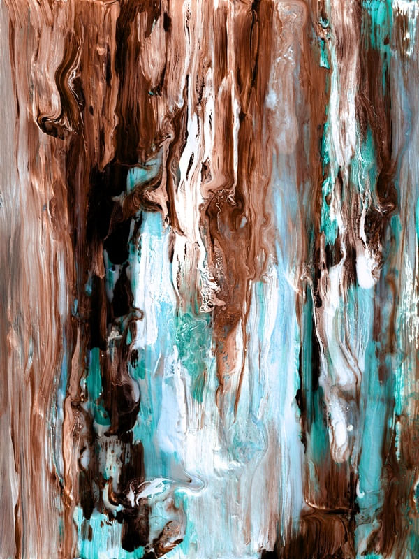 DOWNFALL 4 MARROM AGUA TURQUESA - ORGANICO ABSTRATO COLORIDO PINTURA