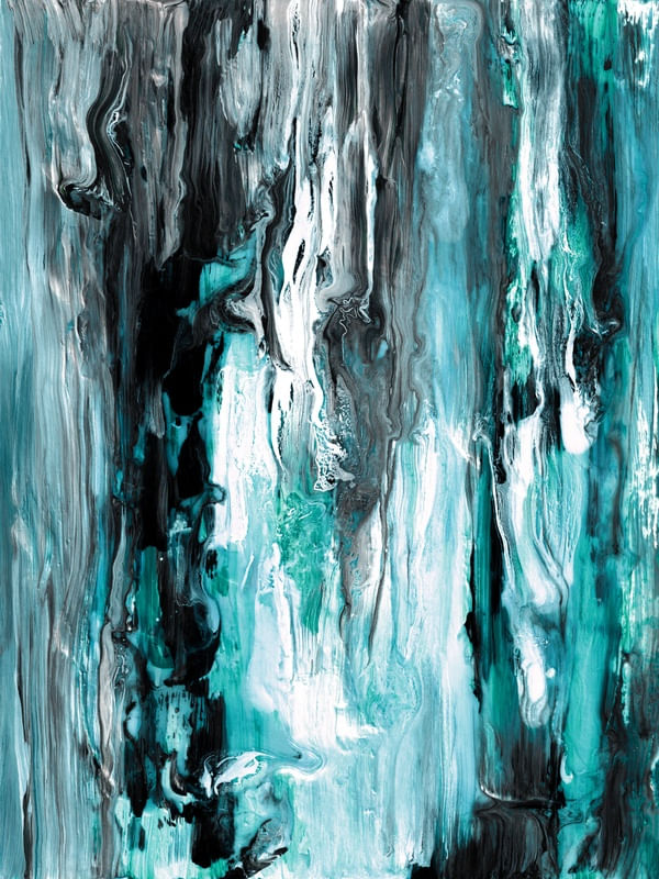 DOWNFALL 9 AGUA TURQUESA PRETO - ORGANICO MARE ABSTRATO COLORIDO PINTURA