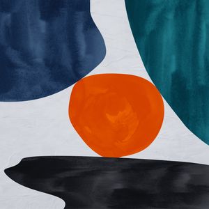ARTE CONTEMPORANEA COLORIDA QUADRADO LARANJA PRETO - ABSTRATO ORGÂNICO-311A-Q