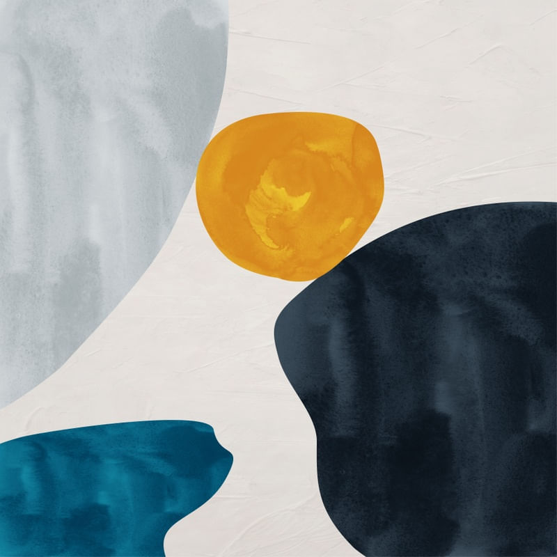 ARTE CONTEMPORANEA COLORIDA QUADRADO AMARELO AZUL PRETO - ABSTRATO ORGÂNICO-311B-Q