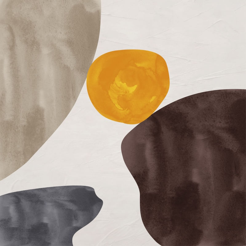 ARTE CONTEMPORANEA COLORIDA QUADRADO AMARELO MARROM BEGE - ABSTRATO ORGÂNICO-311B2-Q