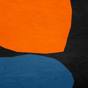ARTE CONTEMPORANEA COLORIDA QUADRADO LARANJA AZUL PRETO - ABSTRATO ORGÂNICO-224A3-Q