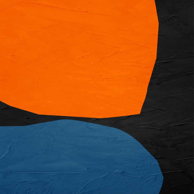 ARTE CONTEMPORANEA COLORIDA QUADRADO LARANJA AZUL PRETO - ABSTRATO ORGÂNICO-224A3-Q