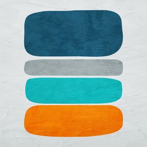 ARTE CONTEMPORANEA COLORIDA QUADRADO LARANJA AZUL CINZA - ABSTRATO ORGÂNICO-225A2-Q