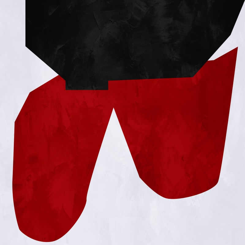 ARTE CONTEMPORANEA COLORIDA QUADRADO VERMELHO BRANCO PRETO - ABSTRATO ORGÂNICO-301A-Q