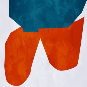 ARTE CONTEMPORANEA COLORIDA QUADRADO BRANCO LARANJA PRETO - ABSTRATO ORGÂNICO-301A2-Q