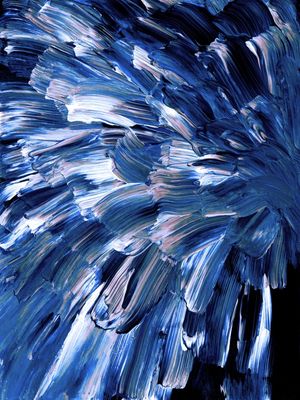 BOTANICAL BURST 1 INDIGO AZUL - COLORIDO FLORAIS JARDIM ABSTRATO PINTURA