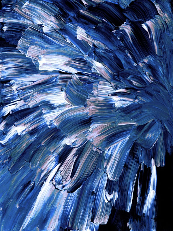 BOTANICAL BURST 1 INDIGO AZUL - COLORIDO FLORAIS JARDIM ABSTRATO PINTURA