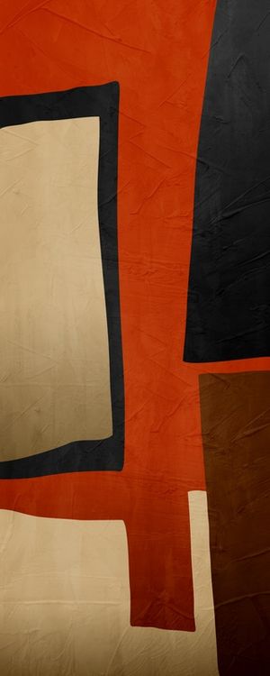 ARTE CONTEMPORANEA COLORIDA LARANJA BEGE PRETO - ABSTRATO GEOMETRICO - 405A - PV