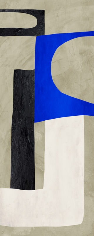 ARTE CONTEMPORANEA COLORIDA BEGE PRETO AZUL - ABSTRATO GEOMETRICO - 636A - PV