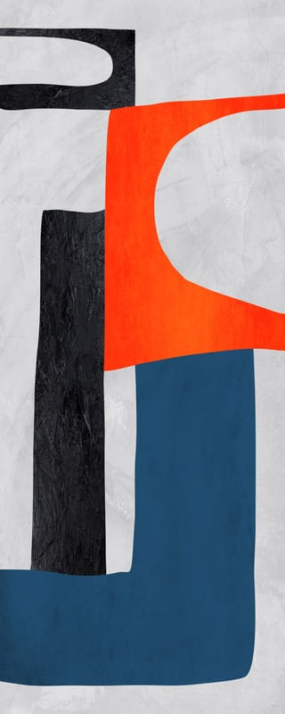 ARTE CONTEMPORANEA COLORIDA PRETO AZUL LARANJA - ABSTRATO GEOMETRICO - 636A2 - PV