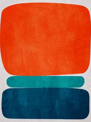 ARTE CONTEMPORANEA COLORIDA LARANJA AZUL - ABSTRATO GEOMETRICO - 706A2