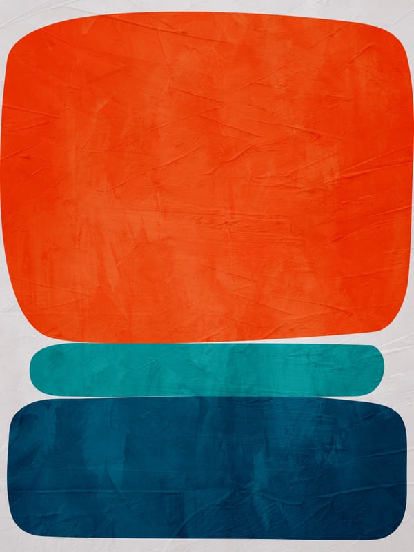 ARTE CONTEMPORANEA COLORIDA LARANJA AZUL - ABSTRATO GEOMETRICO - 706A2