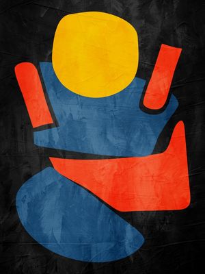 ARTE CONTEMPORÂNEA COLORIDA LARANJA PRETO AMARELO - ABSTRATO GEOMETRICO - 325A