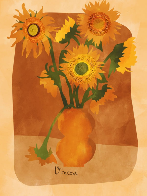 VASE WITH SUNFLOWERS BY TAS