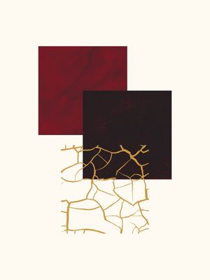 QUADRADOS MINIMALISTAS E TEXTURAS SÉRIE CORES TONS DE VINHO E DOURADO OPÇÃO 04