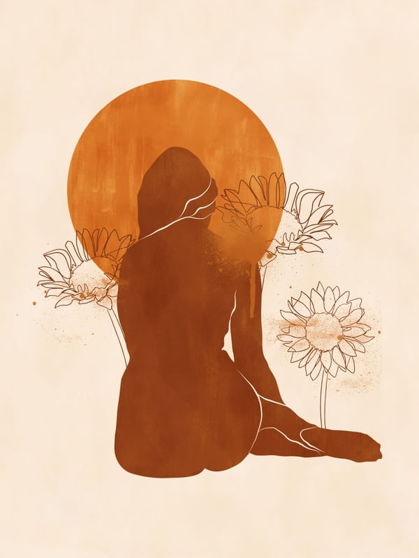 WOMAN AND SUNFLOWERS BY TAS