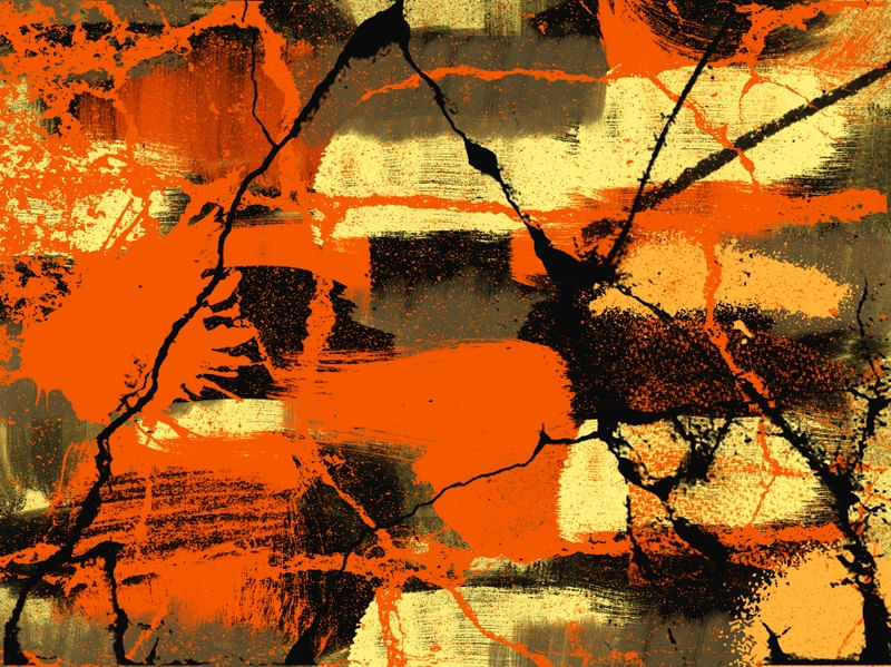 PINTURA E DETALHES ABSTRATOS SÉRIE CORES TONS DE AMARELO E LARANJA OPÇÃO 02