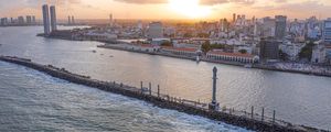 PÔR DO SOL NO RIO CAPIBARIBE COM VISTA DO MARCO ZERO E TORRE DE CRISTAL