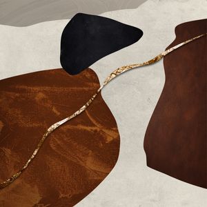 ARTE COM DETALHE DOURADO MARROM E PRETO - ABSTRATO ORGÂNICO - 327A-Q