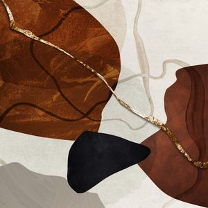 ARTE COM DETALHE DOURADO MARROM E PRETO - ABSTRATO ORGÂNICO - 327B-Q